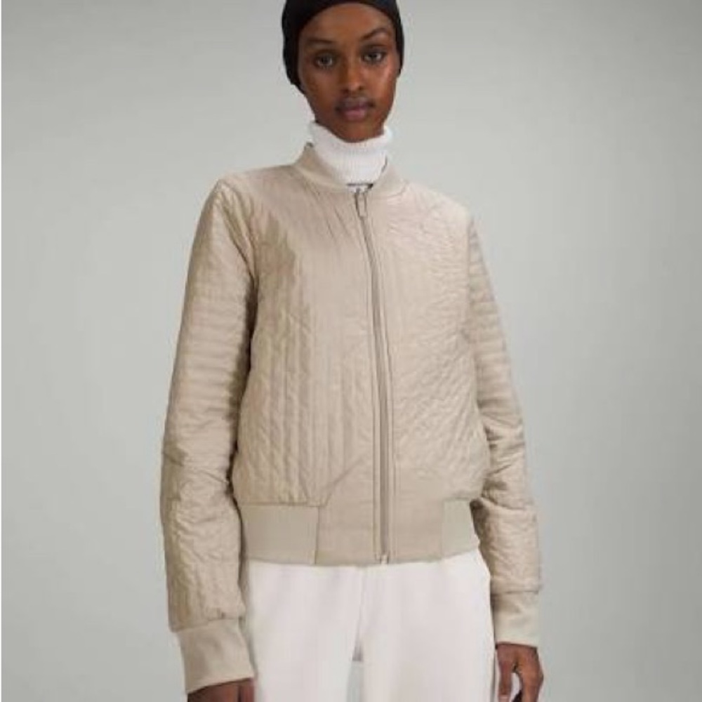 Lululemon Athletica Non-Stop Cotton Bomber Jacket Raw Linen size 6